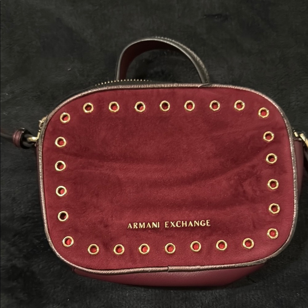 Armani Exchange Red Crossbody Bag with Silver Accents